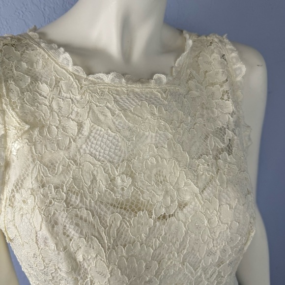 Xscape White Lace Illusion Cutout Lined Tule Fit & Flare Special Occasion Dress - Picture 4 of 9